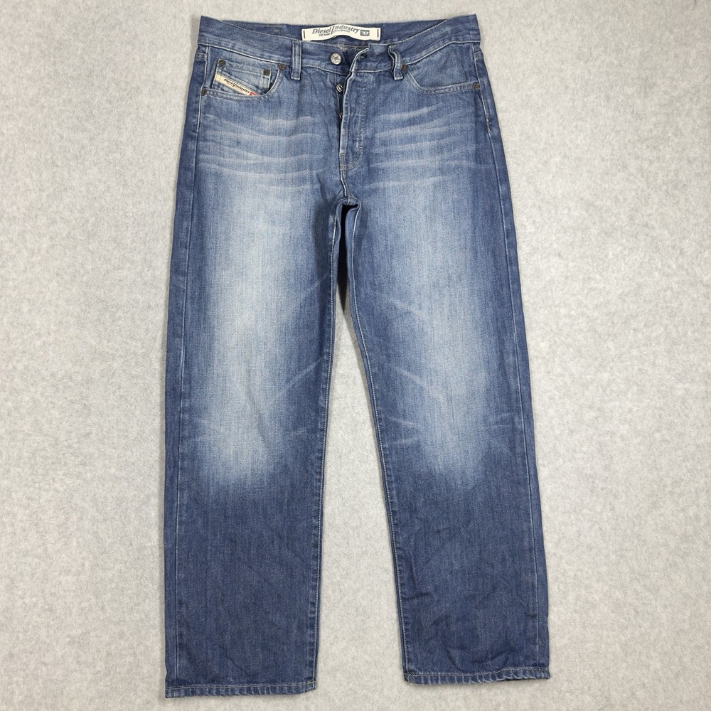 Vintage Diesel KULTER Jeans Mens 34x30 Blue Straight Leg Faded Button Fly Italy
